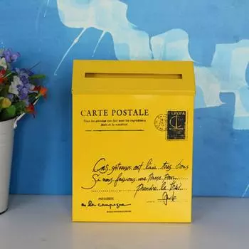 Многоцветный настенный почтовый ящик Прочный настенный почтовый ящик Американский железный почтовый ящик Настенный декор L белый