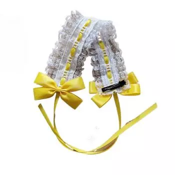 Многоцветный ободок Лолиты с клипсами Сладкий кружевной ободок для волос Модный бант Ленточный головной убор Женский 1