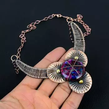 Многоцветный огненный лабрадорит драгоценный камень ручная работа чистая медная проволока обертывание ювелирные изделия ожерелье для женщин 18 Inches разноцветный