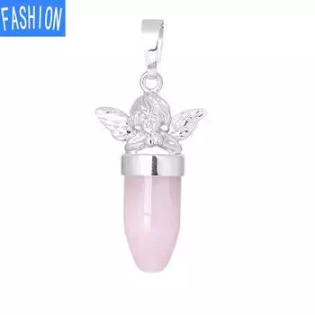 Многоцветный простой кулон Купидон из натурального камня, кристалл, ожерелье в форме пули whiteturquoise