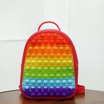 Многоцветный рюкзак Силиконовые пупырки Игрушки-антистресс Студенческий рюкзак для детей Девочек Поп-сумки Игрушка для снятия стресса Подарок
