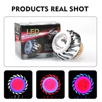 Многоцветный светодиодный фара Halo для мотоцикла, прожектор с белым светом, линза проектора, двойной фара Angel Devil Eye Cyclone-Type as the picture