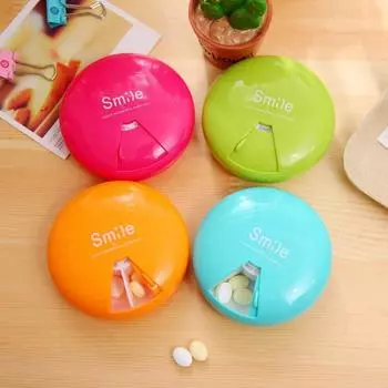 Многофункциональная 7-дневная портативная вращающаяся коробочка для таблеток, круглая пластиковая коробка для таблеток с семью сетками зелёный