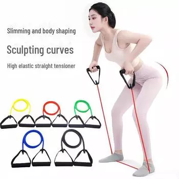 Многофункциональная эластичная фитнес-лента TPE для занятий йогой дома, растяжки, расширения грудных мышц и тренировок спины 10 lbs Straight Puller жёлтый