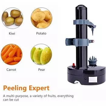Многофункциональная электрическая автоматическая овощечистка, машина для очистки фруктов и овощей из нержавеющей стали для яблок и картофеля чёрный