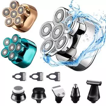 Многофункциональная электрическая бритва, мужская машинка для стрижки волос, электрическая бритва, бритва для бороды, бритва для лысины серебряный