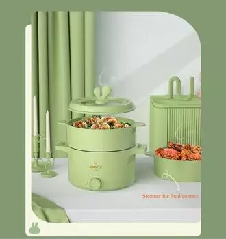 Многофункциональная электрическая кастрюля для приготовления пищи, маленькая электрическая кастрюля для жарки, кастрюля с антипригарным покрытием, для дома, общежития, для студентов, зеленая