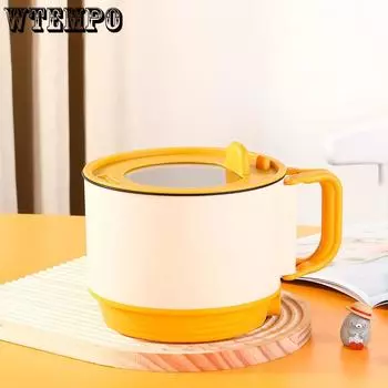 Многофункциональная электрическая кастрюля для студенческого общежития, небольшая электрическая кастрюля для приготовления лапши со складной ручкой, портативная мини-кастрюля для приготовления пищи, горячий горшок оранжевый