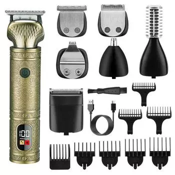 Многофункциональная электрическая машинка для стрижки волос 7 в 1 для бровей и бакенбард — идеально подходит для парикмахерских и домашнего использования JK-886 set (without oil bottle)