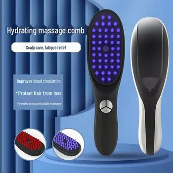 Многофункциональная электрическая массажная расческа для кожи головы: Против выпадения волос, вибрация, цветотерапия Massage Comb чёрный