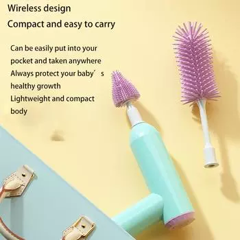 Многофункциональная электрическая щетка для мытья бутылочек для матери и ребенка, водонепроницаемая автоматическая щетка для мытья чашек, пищевая силиконовая щетка для чистки