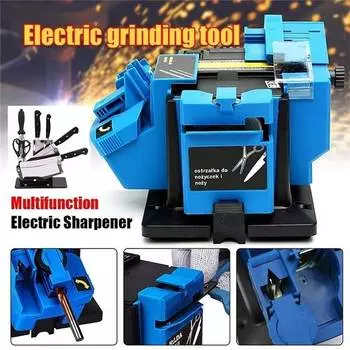 Многофункциональная электрическая точилка для ножей, точилка для дрелей, точилка для ножниц, электрические бытовые инструменты для заточки ЕС/США US PLUG синий