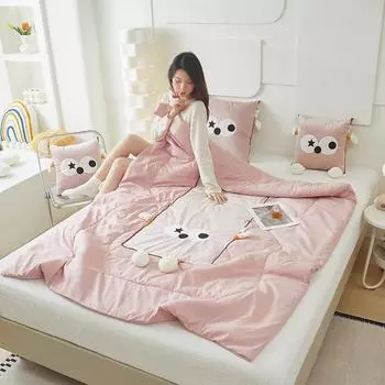 Многофункциональная большая подушка для глаз, пуховое одеяло, подушка для сна двойного назначения, подушка для автомобильного дивана 2-в-1, кондиционер, прохладное летнее одеяло. 40x40cm