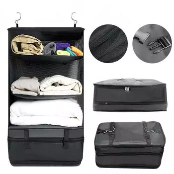 Многофункциональная большая сумка для хранения одежды с крючком для путешествий, подвесная сумка, органайзер для багажа, коробка для хранения различных вещей чёрный