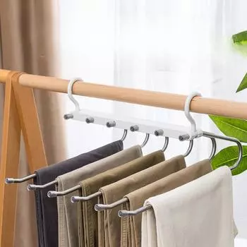 Многофункциональная бытовая складная вешалка для брюк из нержавеющей стали, шкаф для хранения волшебных брюк, зажим без следов, Нескользящая вешалка для брюк 9 hook чёрный