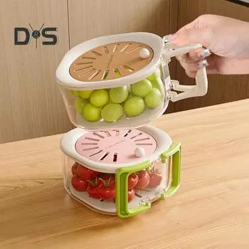 Многофункциональная чаша для мытья фруктов и овощей с ручкой-сеткой, пищевая, без содержания бисфенола А, сушилка для фруктов кофейный