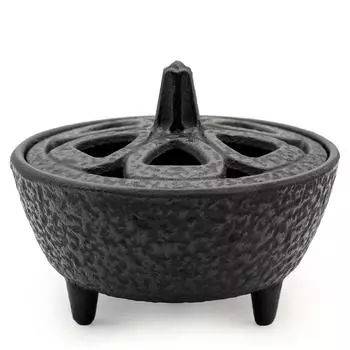 Многофункциональная чугунная курильница с медными вставками — идеально подходит для промасливания, церемоний и домашнего декора. (диаметр 7,87см), для украшения мест для благовоний Incense burner + incense seat