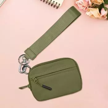 Многофункциональная дамская сумочка-кошелек на запястье со съемным карабином, гладкая застежка-молния, легкая смена розовый