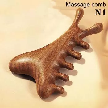 Многофункциональная деревянная массажная расческа для головы Meridian Health, сандаловое дерево, большой широкий зуб, точечная расческа Guasha