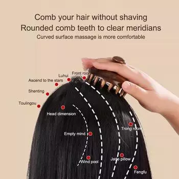 Многофункциональная деревянная массажная расческа, массажер для кожи головы и головы, натуральный сандаловый круговой зубной массажер для тела Гуаша 1 pcs