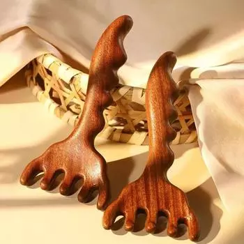 Многофункциональная деревянная массажная расческа, массажер для кожи головы и головы, натуральный сандаловый круговой зубной массажер для тела Гуаша