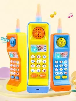 Многофункциональная детская игрушка-имитация мобильного телефона, музыка, подсветка, набор для набора номера, звуковые эффекты, интерактивный игровой набор для мальчиков и девочек, без обычной батарейки, Orange Blue разноцветный