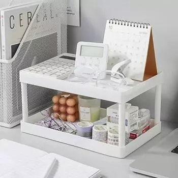 Многофункциональная двухслойная съемная настольная стойка INS Simple Candle Storage Shelving Полка для приправ Органайзер для ванной комнаты белый