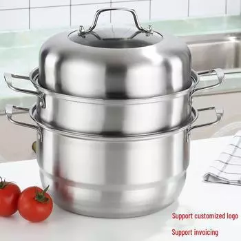 Многофункциональная европейская пароварка из нержавеющей стали 28 см с двойной решеткой и кастрюлей для супа 28cm promotional
