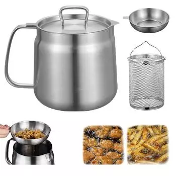Многофункциональная фритюрница из нержавеющей стали 304, большой емкости, универсальный резервуар для масляного фильтра, 1,5/2 л, многофункциональный резервуар для масляного фильтра из нержавеющей стали 1.5L