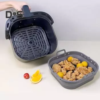 Многофункциональная фритюрница, противень для выпечки с ручкой, пищевой многоразовый противень, корзина для выпечки тортов, силиконовая подкладка, кухонные формы для выпечки Square чёрный