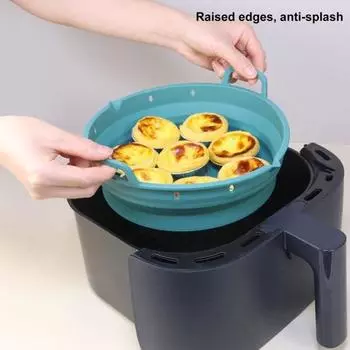 Многофункциональная фритюрница с ручкой. Жаростойкая пищевая многоразовая антипригарная форма для выпечки. Корзина для выпечки тортов. Силиконовый вкладыш. Формы для выпечки. Square чёрный