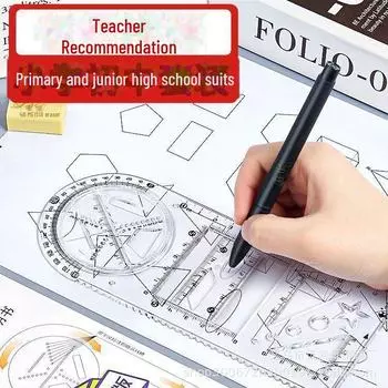 Многофункциональная геометрическая линейка и транспортир для школьников 21.5cm прозрачный