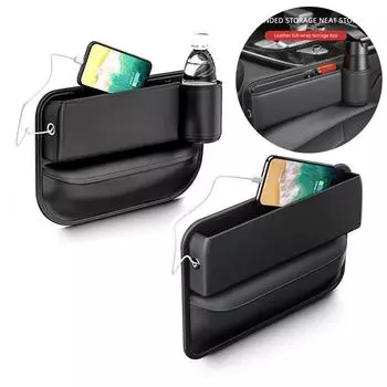Многофункциональная герметичная сумка для хранения зазоров автомобильных сидений с подстаканником, органайзер для гнезд сидений из искусственной кожи