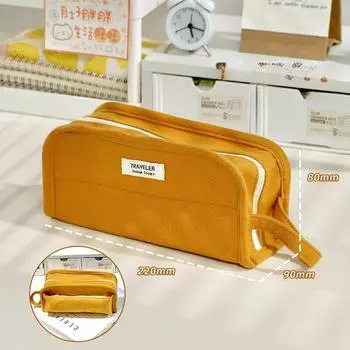 Многофункциональная холщовая сумка для карандашей с большой вместимостью для ручек, которую можно поставить на стол, школьные принадлежности