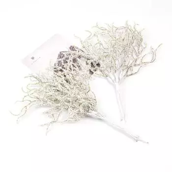 Многофункциональная имитация скрапбукинга Снежная ветка сосны Искусственные растения Поддельные цветы Белая трава 6PCS/Bundle
