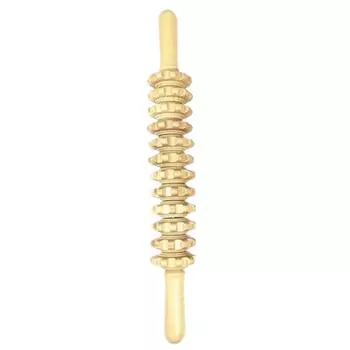 Многофункциональная изогнутая массажная палочка с деревянными рифлеными зубчатыми колесами для мышц ягодиц White-Straight