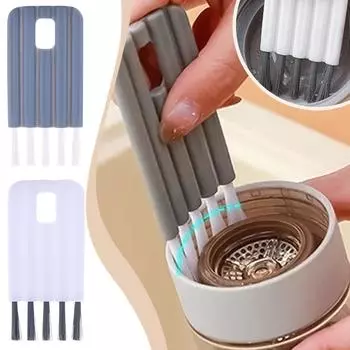Многофункциональная изогнутая ручка Щетка для чистки крышки чашки Щетка с крючком Щетка для обеззараживания швов One Size серый