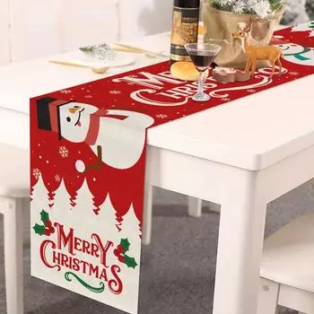 Многофункциональная изолированная скатерть с принтом Санта-Снеговика и лося, водонепроницаемый коврик для стола, рождественская подставка для столовых приборов, украшение для вечеринки 1