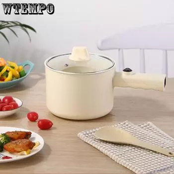 Многофункциональная кастрюля, мини-горячая кастрюля, электрическая сковорода с антипригарным покрытием, сковорода для омлета, лапши, тушеного мяса, нагреватель для супа зелёный