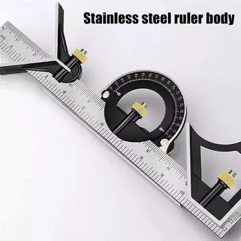 Многофункциональная комбинация регулируемой прямоугольной линейки и транспортира, подвижный измерительный инструмент измерительный прибор one size