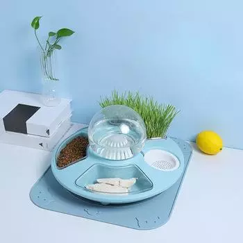Многофункциональная кормушка для кошек, автоматическая миска для питья, миска для травы, противоударная миска для еды, миска для риса, миска для воды 39.5*9.5*24.5 cm