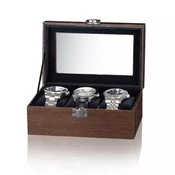 Многофункциональная коробка для хранения часов и очков с текстурой грецкого ореха