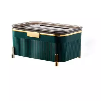 Многофункциональная коробка для салфеток Бытовая настольная коробка для хранения Держатель для салфеток Коробка для гостиной Офиса темно-зеленого