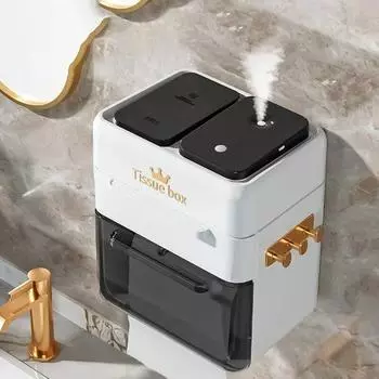 Многофункциональная коробка для салфеток для ванной комнаты, коробка для хранения салфеток для ароматерапии, неперфорированная настенная подвесная двухслойная коробка для салфеток No aromatherapy.01