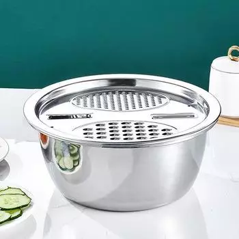 Многофункциональная корзина для слива с решеткой, нержавеющая корзина для слива овощей, фруктов, картофеля 30cm