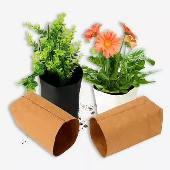 Многофункциональная косметичка для хранения Креативная настольная сумка для растений Цветочный горшок из крафт-бумаги Аксессуары для украшения дома серый