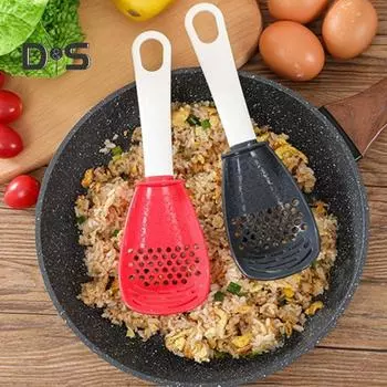 Многофункциональная кухонная ложка для готовки 6 в 1, шумовка, совок, дуршлаг, сито, терка, толкушка, кухонная шумовка для отделения яиц, терка для чеснока красный