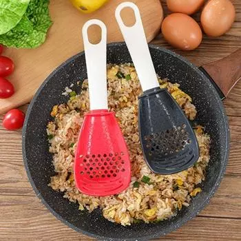 Многофункциональная кухонная ложка для готовки 6 в 1, шумовка, совок, дуршлаг, сито, терка, толкушка, кухонная шумовка для отделения яиц, терка для чеснока красный