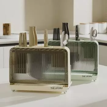 Многофункциональная кухонная стойка для хранения ножей и столовых приборов с доской для сушки