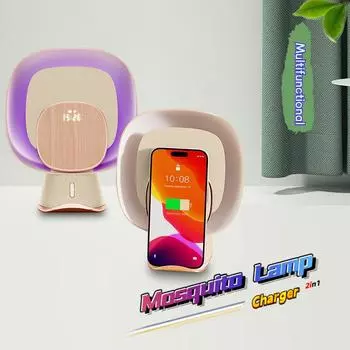 Многофункциональная лампа от комаров, беспроводное зарядное устройство, зарядка 2-в-1, бесшумная фиолетовая лампа, лампа от комаров, клейкое средство от комаров 1Mosquito Lamp